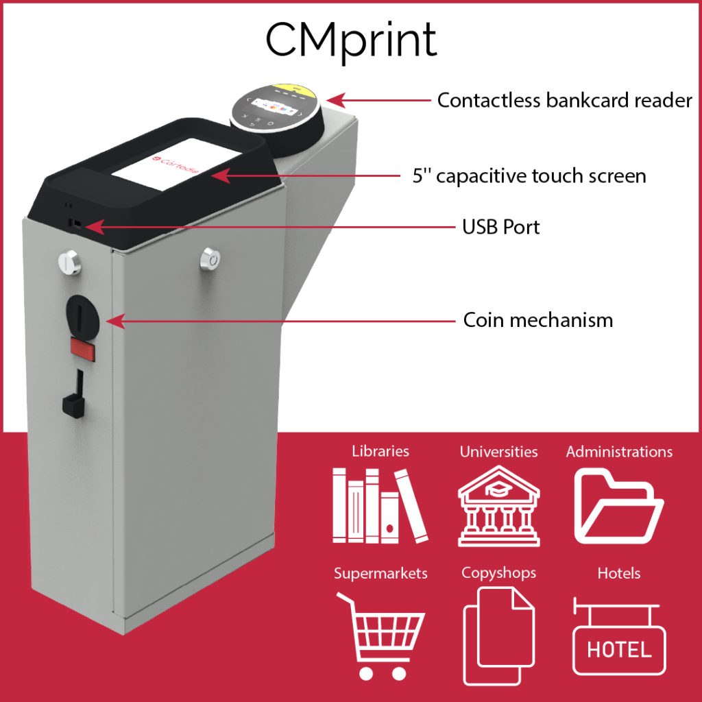 Cartadis - Self-service payment terminal for the sale of copies, prints and scans. - plan de travail cmprint carre en 1